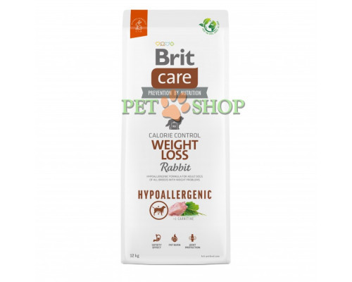 Brit Care Hypoallergenic Weight Loss Rabbit, Rice 12 kg