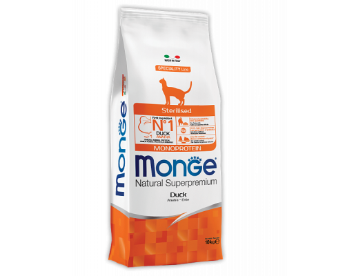 MONGE DRY CAT STERILISED DUCK 10 кг