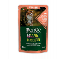MONGE CAT BWILD POUCH Sterilised Salmone/Shrimp/Vegetables 85gr