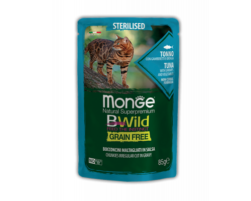MONGE CAT BWILD POUCH Sterilised Tuna/Vegetables 85gr