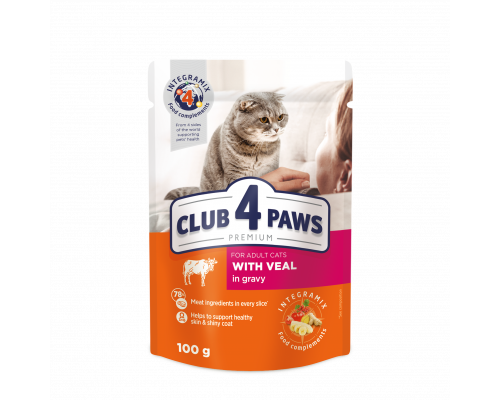 Club 4 Paws корм для взрослых кошек — телятина в соусе
